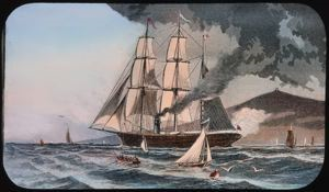 Image: Ship with Power Bound North (USS Jeanette), Engraving